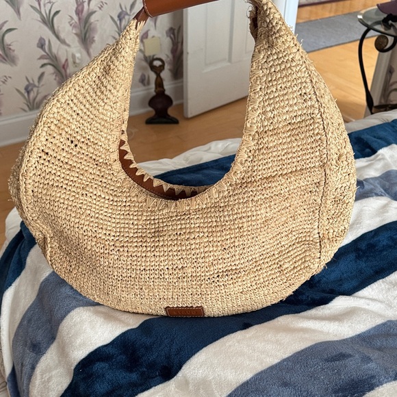 STAUD Handbags - STAUD Natural Woven Hobo Bag